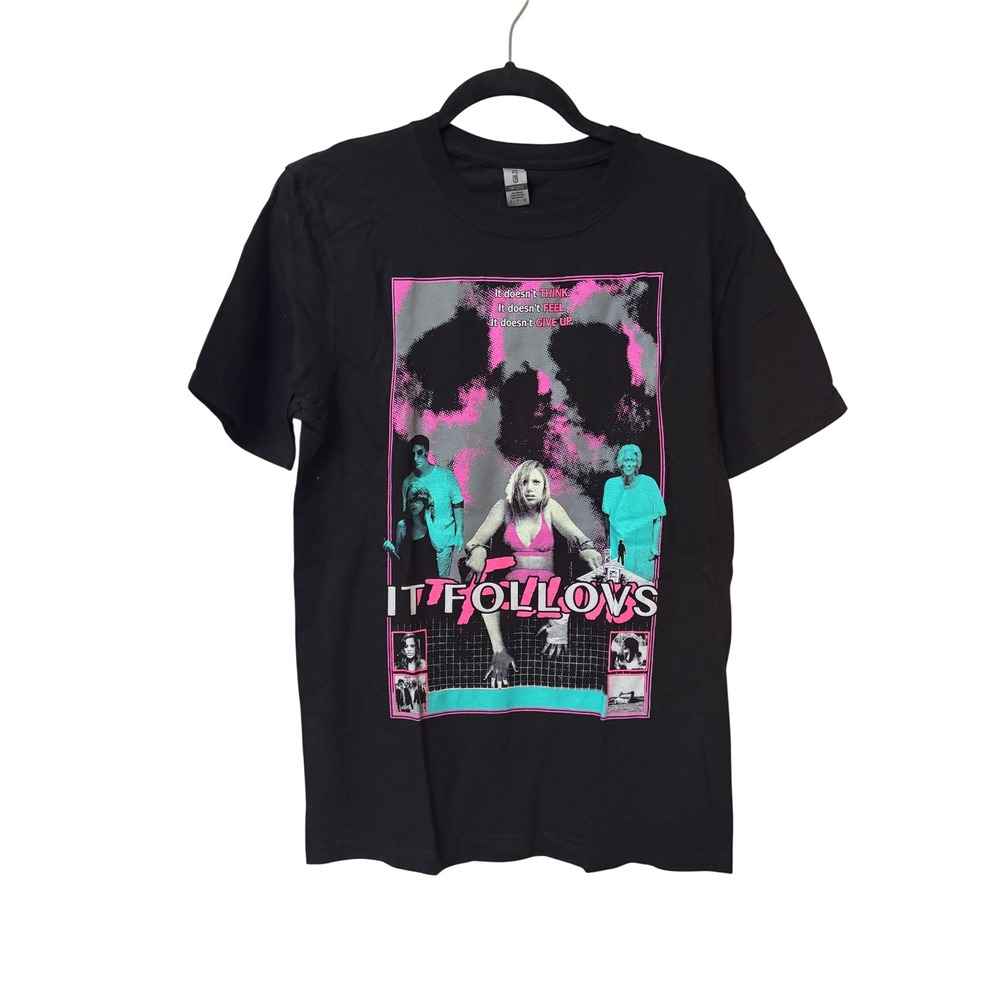 Graveyard Goods It Follows Horror Movie Graphic Tee Black Pink Teal Small